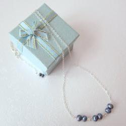Dancing Noir Fairies - Fresh Water Pearls, 925 Silver Chain